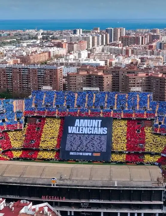 homenaje en el estadio de Valencia por la DANA