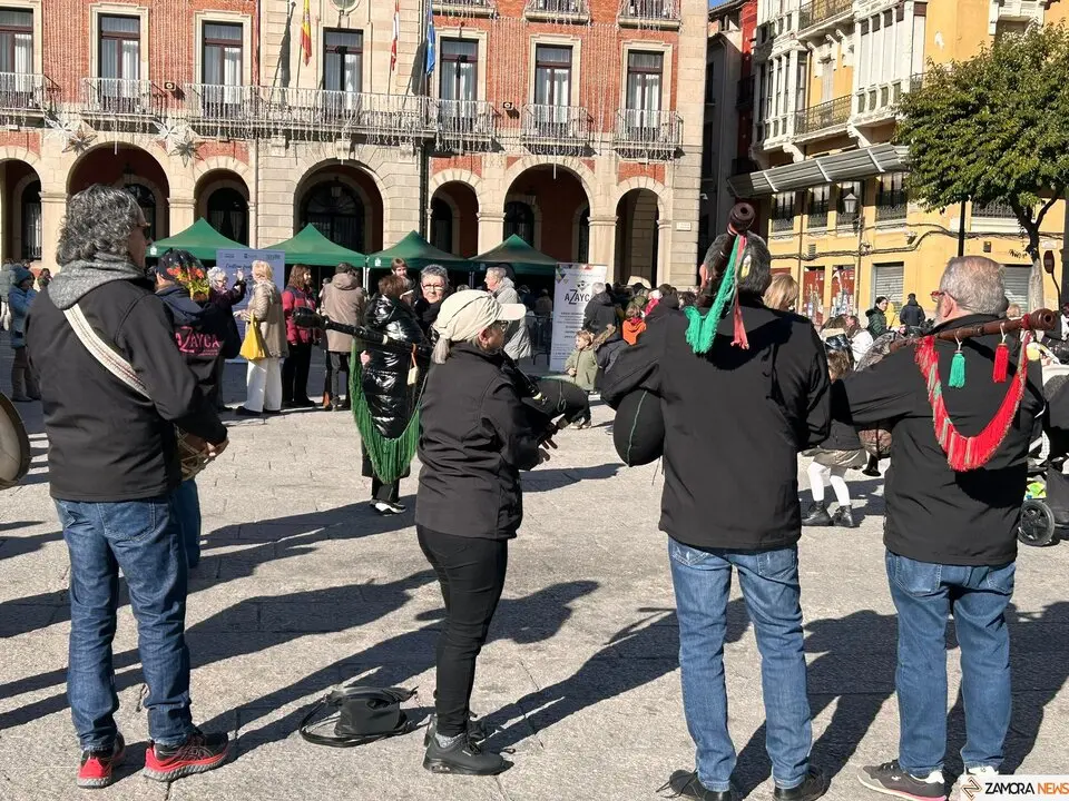 La Sanantonada solidaria reúne a decenas de personas en la Plaza Mayor