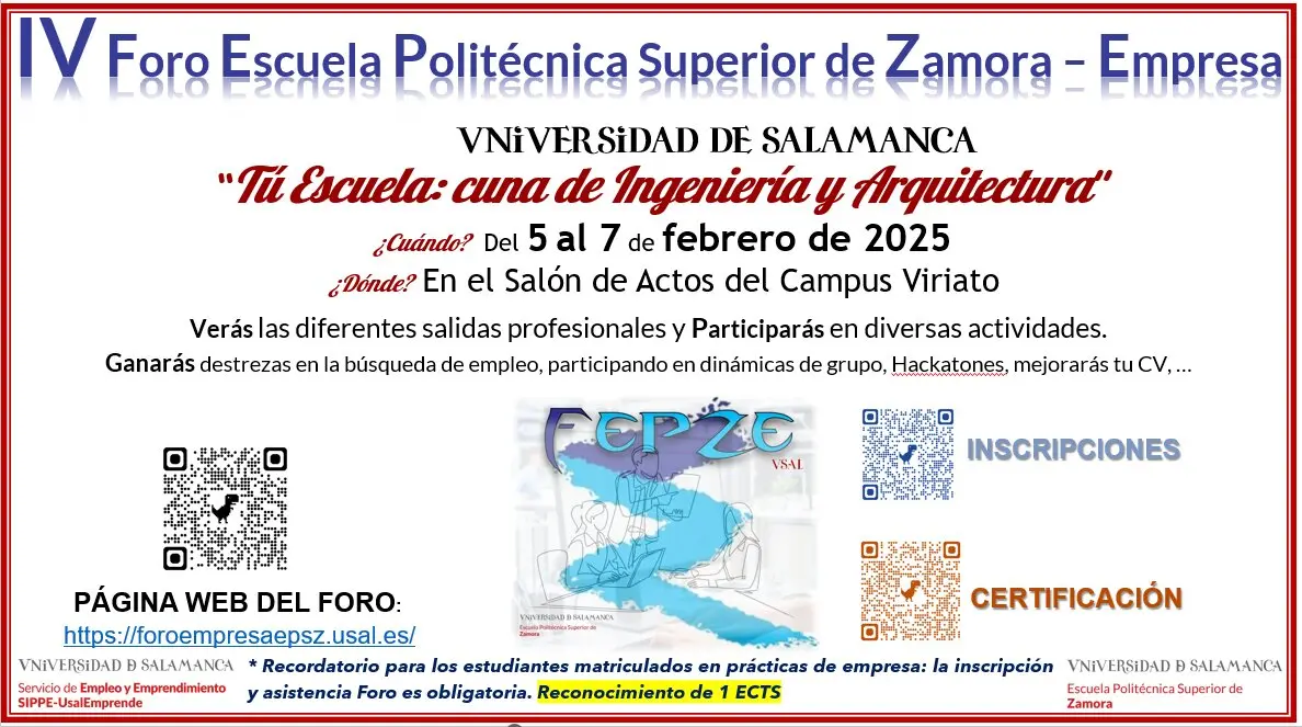 IV FORO EMPRESA ESCUELA POLITÉCNICA SUPERIOR DE ZAMORA