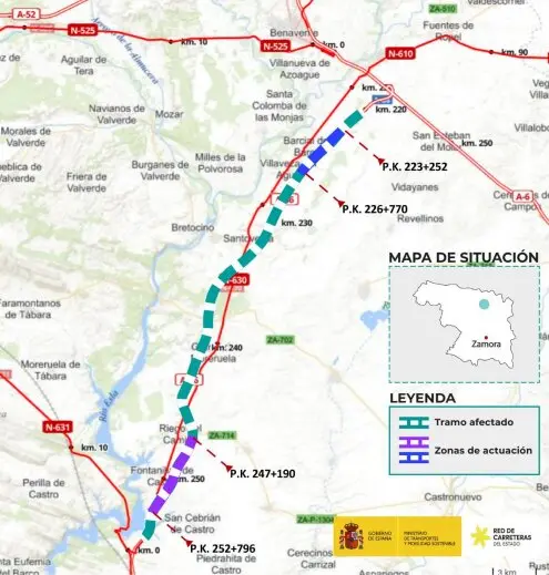 Cortes en la A-66 entre Benavente y Zamora