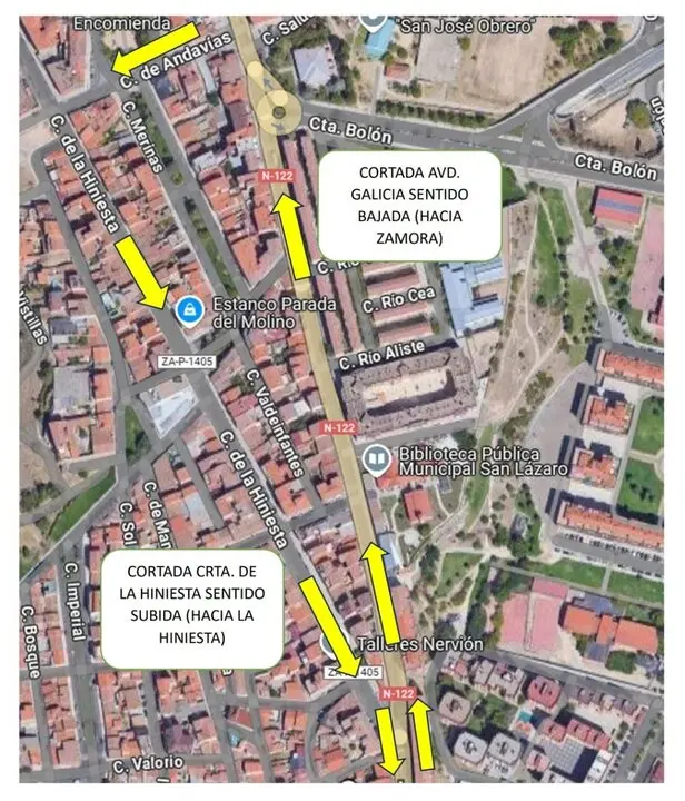 desvíos en la Avenida de Galicia por obras de humanización en Zamora