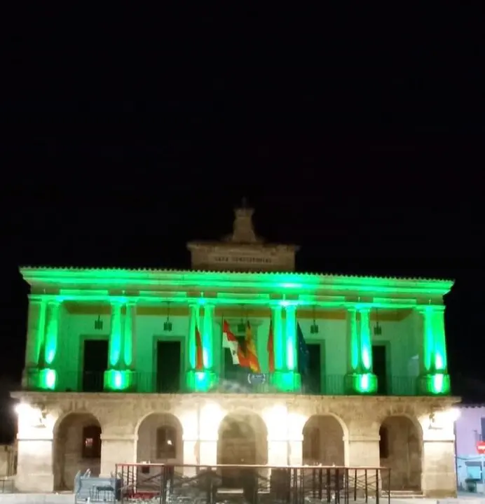 La fachada del Ayuntamiento de Toro se ilumina por la ELA