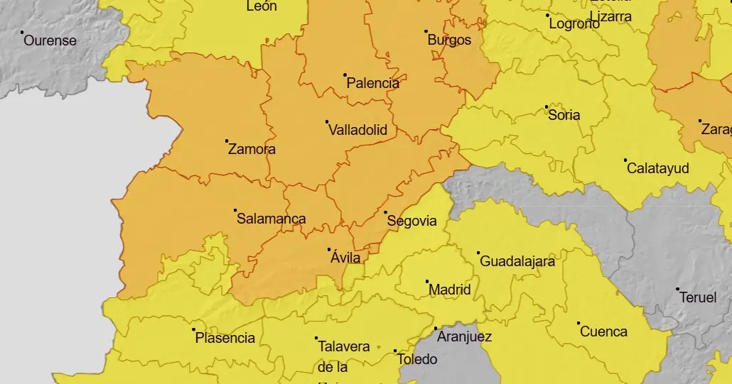 Aviso Naranja lluvia y tormentas en la provincia de zamora