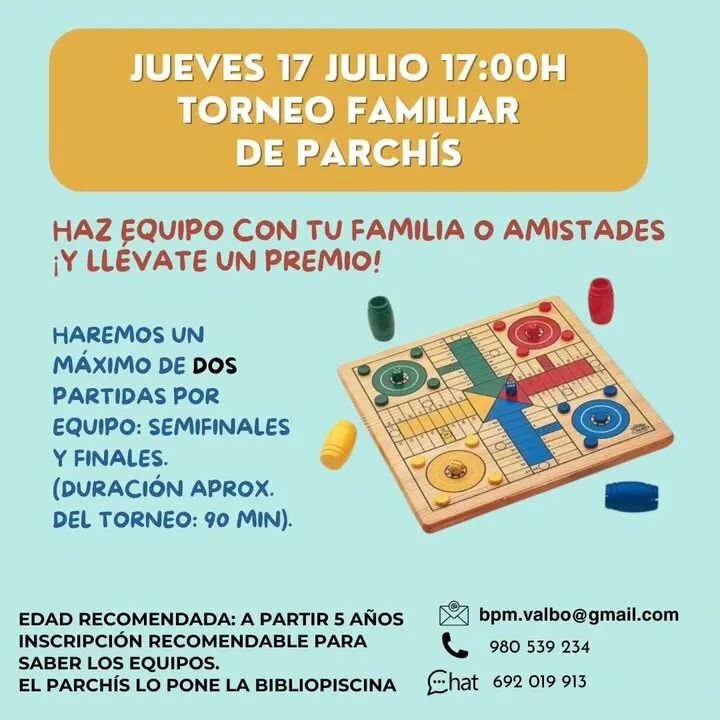 Torneo de Parchís en la Bibliopiscina de Villaralbo - Imagen de redes sociales