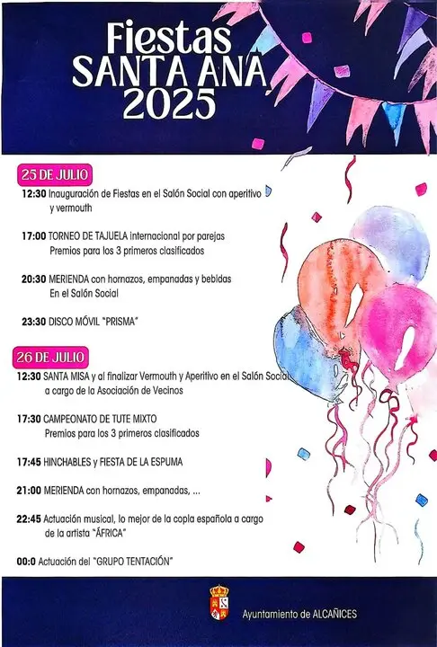 cartel fiestas Alcañices  en honor a Santa Ana