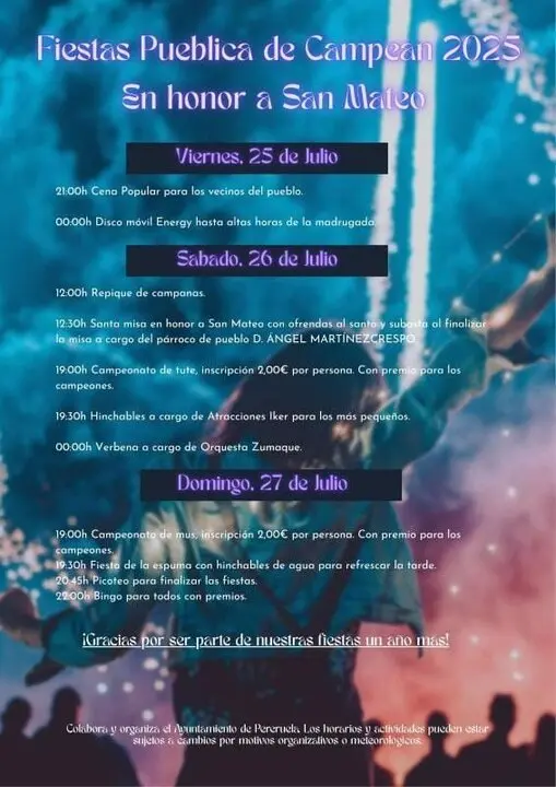 cartel fiestas de Pueblica de Campeán