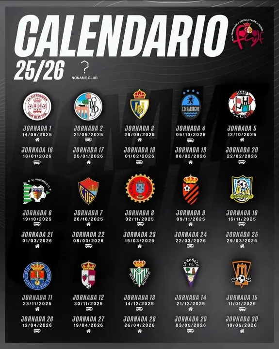 Calendario Noname Club Temporada 2025/2026 - Imagen de redes sociales