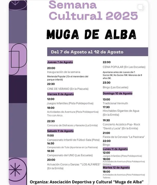 cartel semana cultural Muga de Alba