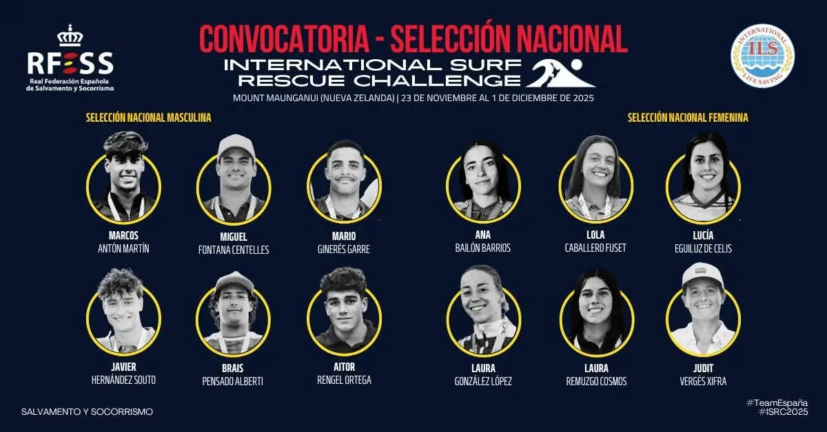 seleccionados para representar a España en el International Surf Rescue Challenge