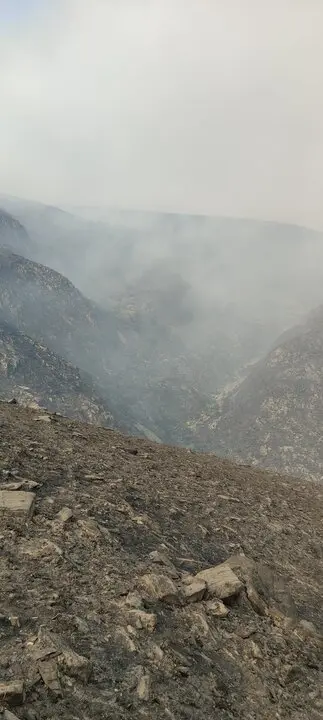 cañón del Forcadura arrasado por las llamas