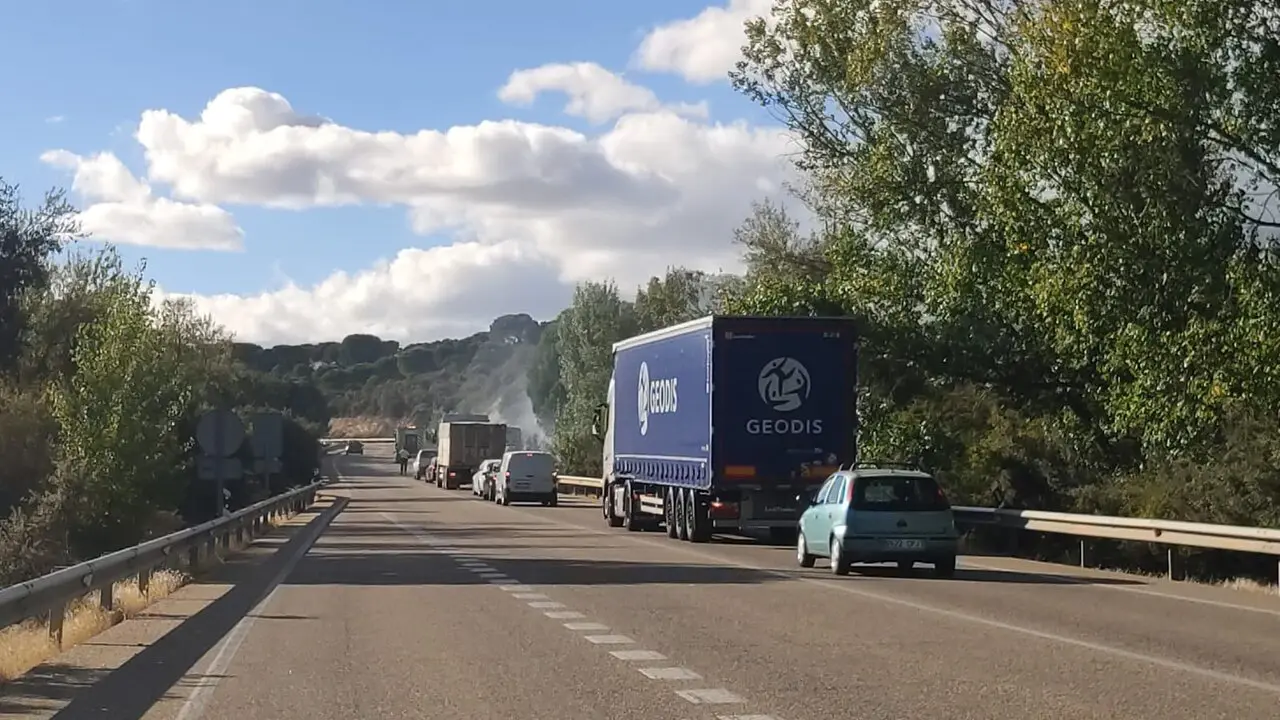 Incendio en una cuneta en la N-122_