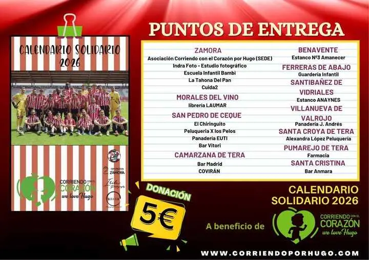 Calendario solidario 2026 Corriendo con el Corazón por Hugo