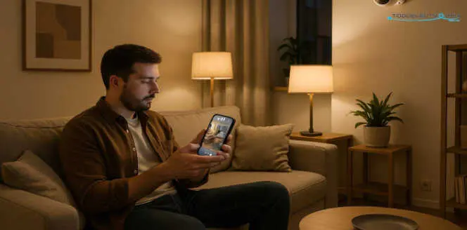 hombre y móvil en el sofá