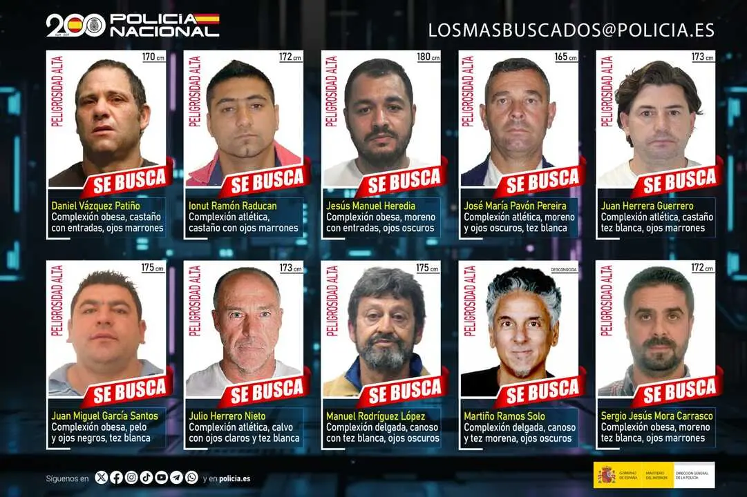Imagen de los  fugitivos más buscados en España