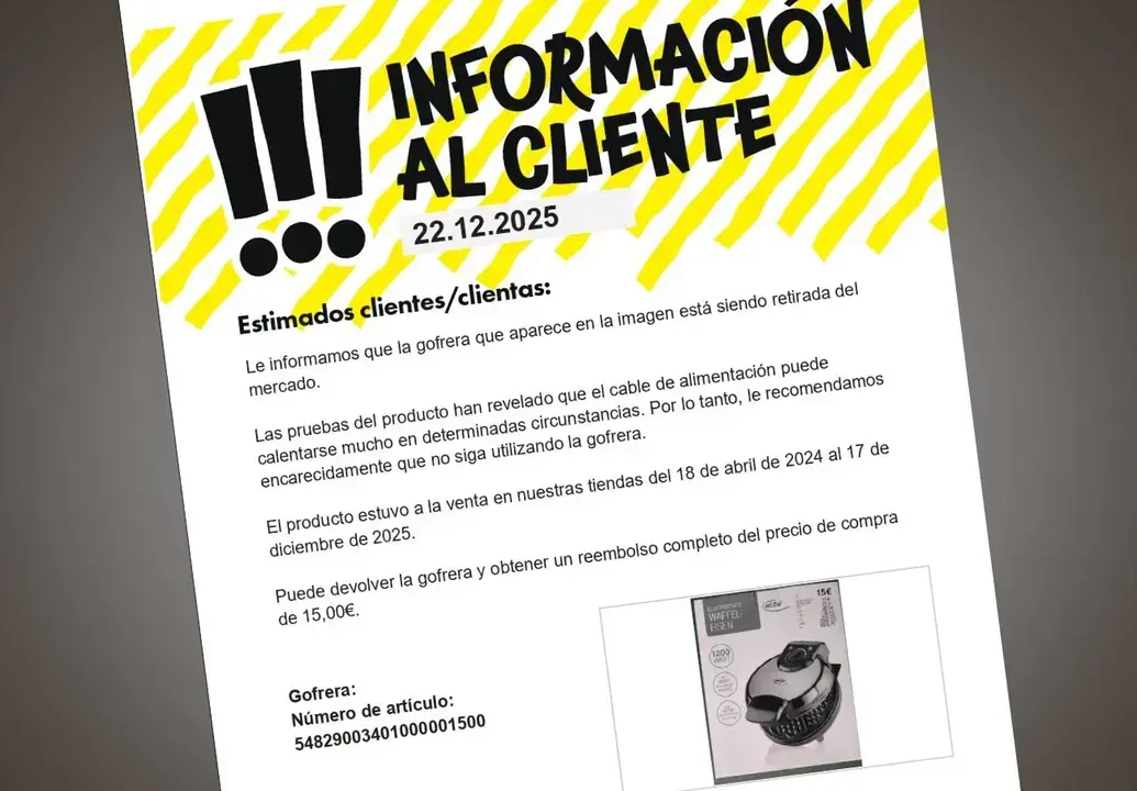 Gofrera retirada Tedi - imagen FACUA