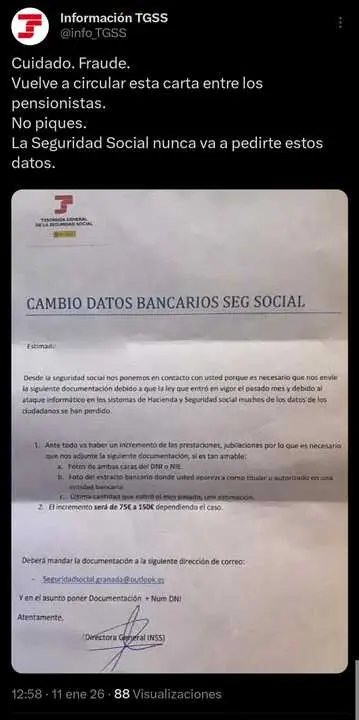 fraude carta seguridad social