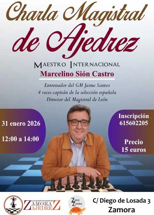 Cartel sobre la charla de Marcelino Sion