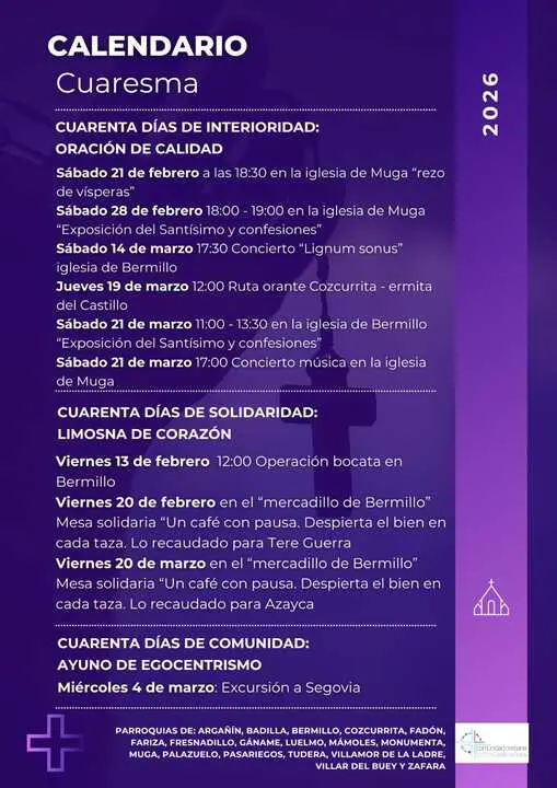 Calendario Cuaresma Parroquias de Sayago 