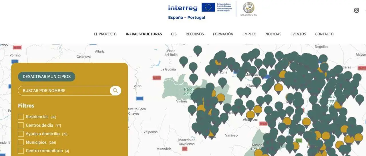 Mapa interactivo recursos municipales - Silver Jobs