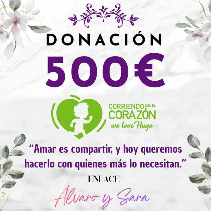 Donaci&oacute;n boda Corriendo con el Coraz&oacute;n por Hugo