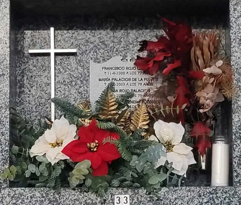 flores navidad familia tumba papa mama abuelo y abuela