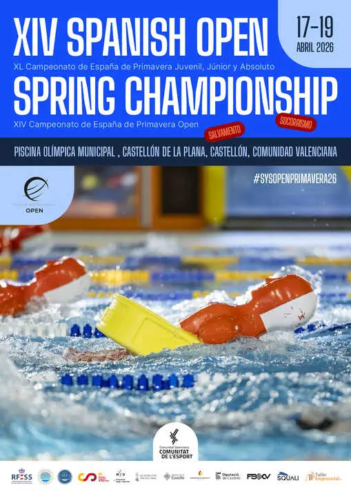 Cartel del XIV Spanish Open y XL Campeonato de Primavera Juvenil, J&uacute;nior y Absoluto de Salvamento y Socorrismo.