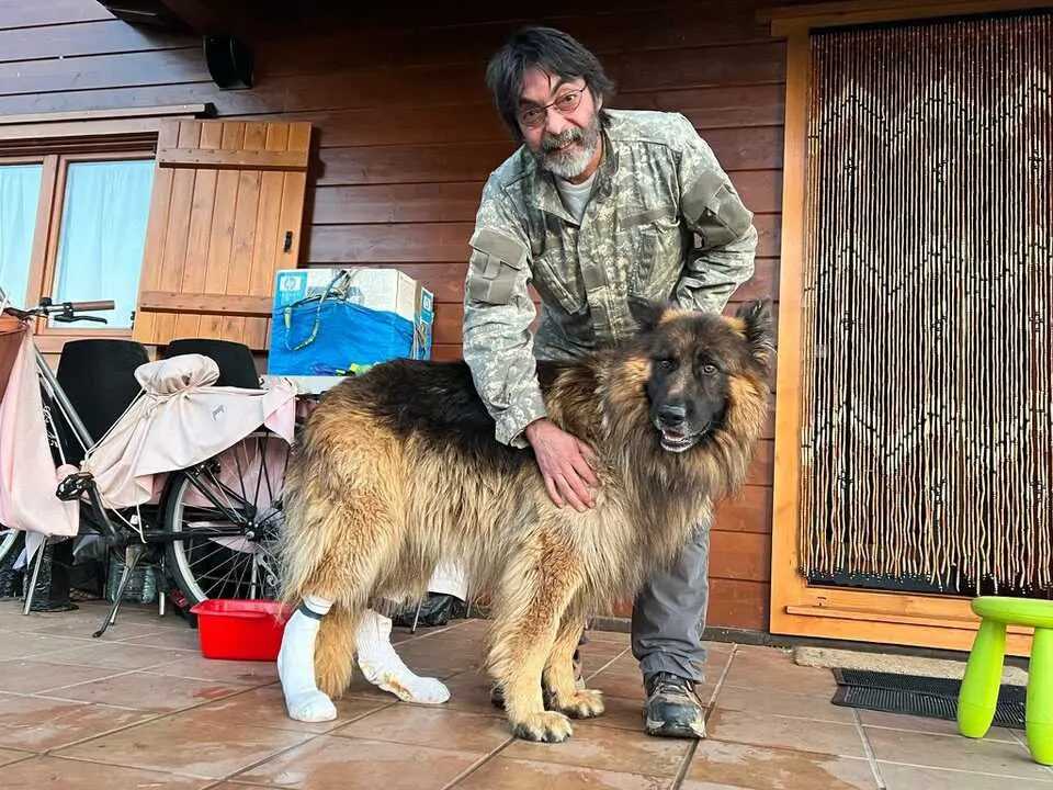 Amando Crespo y el perro Bimbo