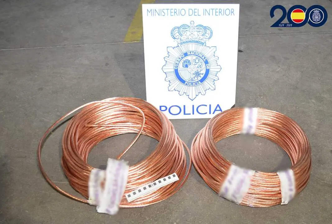 Cobre decomisado por la Polic&iacute;a Nacional