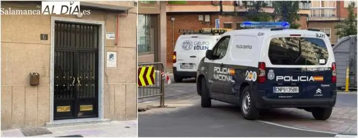 Polic&iacute;a Nacional en la vivienda del fallecido. Foto SalamancaAld&iacute;a