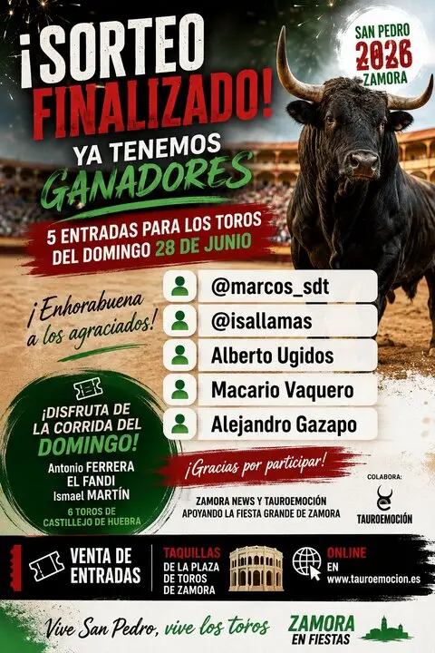 Sorteo ganadores entradas toros