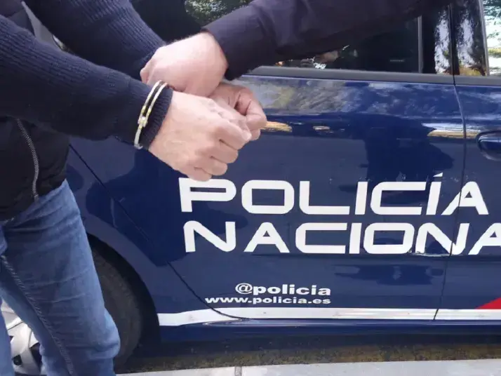 Polic&iacute;a Nacional con un detenido. Foto Burgos Noticias