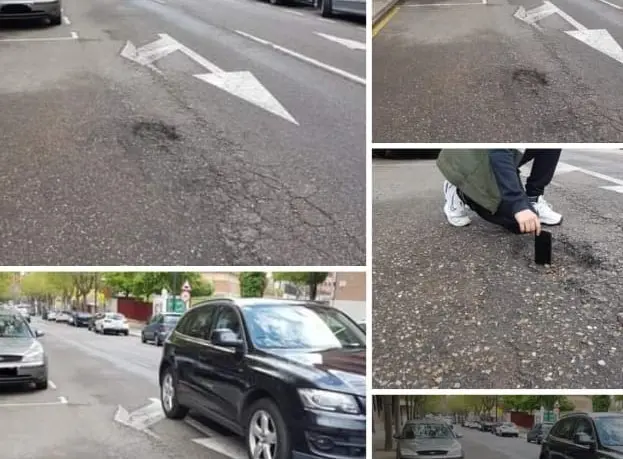 Imágenes de Facebook del bache en Arapiles