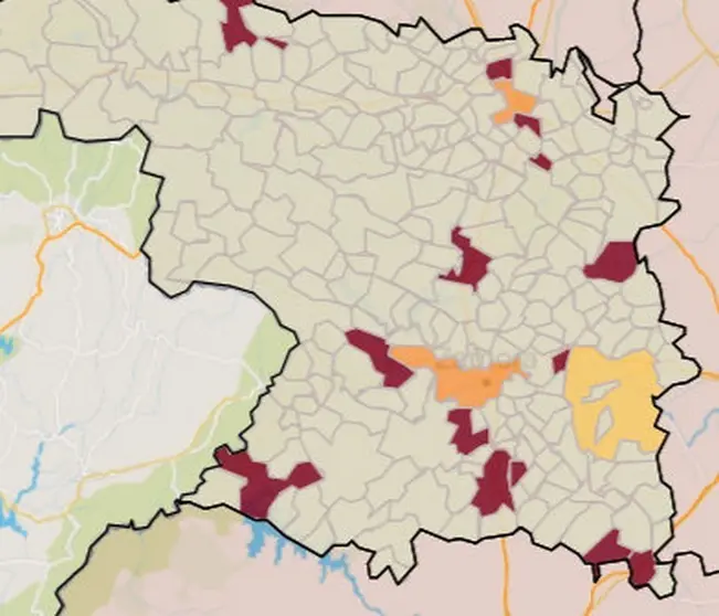 Mapa de riesgo por municipios