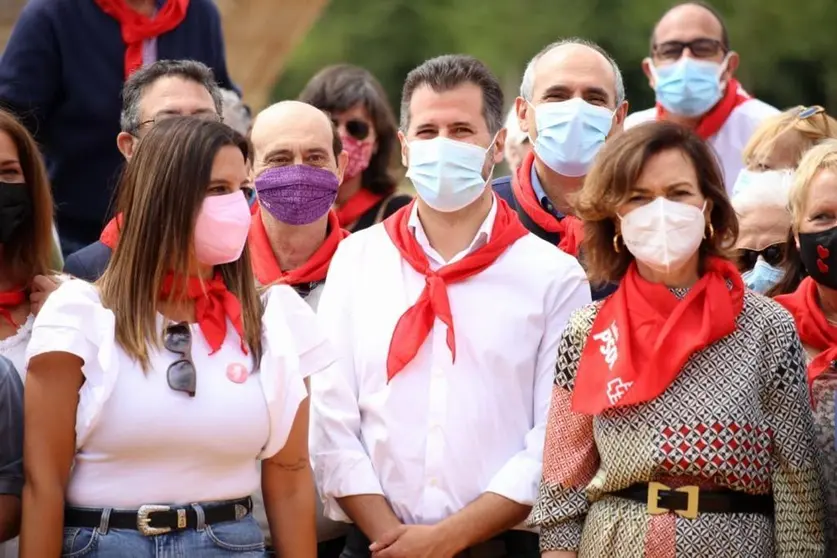 Tudanca y Calvo en el acto de la Fiesta de la Rosa del PSOE de León