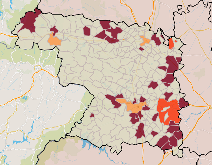 Mapa incidencia municipios a fecha 23 de agosto