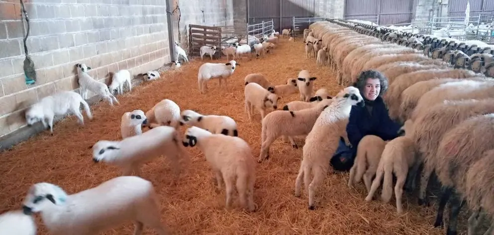 Ángeles trabajando en la explotación ganadera de la familia en Fariza