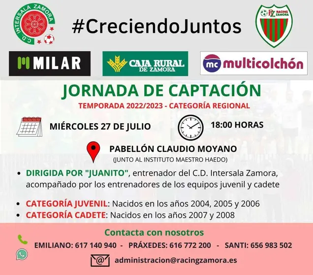 Jornada de captación Intersala y Racing Zamora