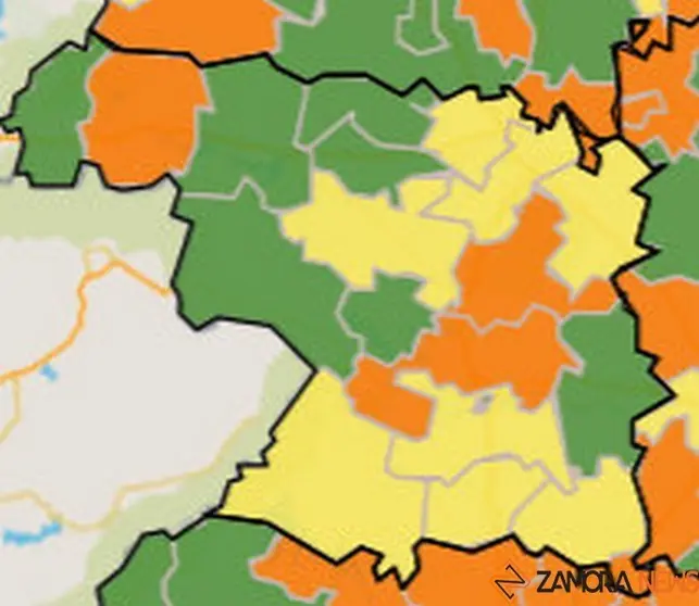 Mapa de incidencia en las ZBS