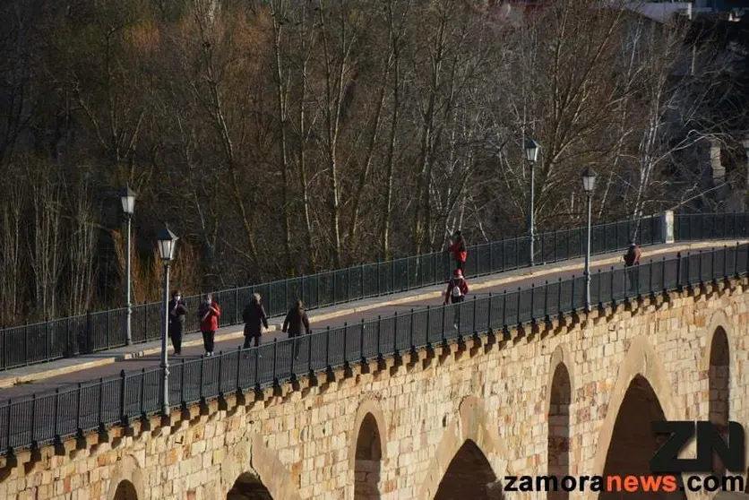 Zamoranos paseando por el puente de Piedra