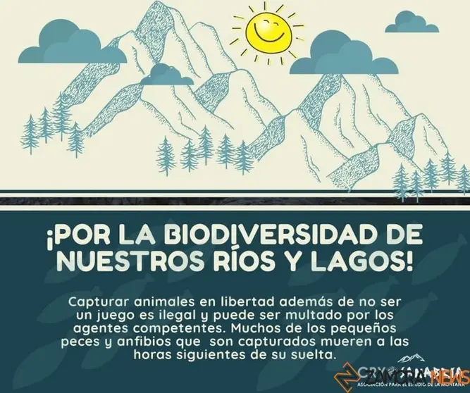 Cartel informativo contra la captura de peces y anfibios