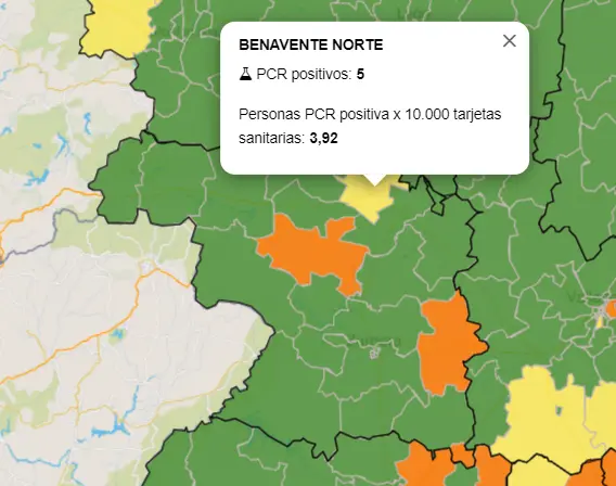 Casos activos por ZBS en la última semana (13 de octubre)