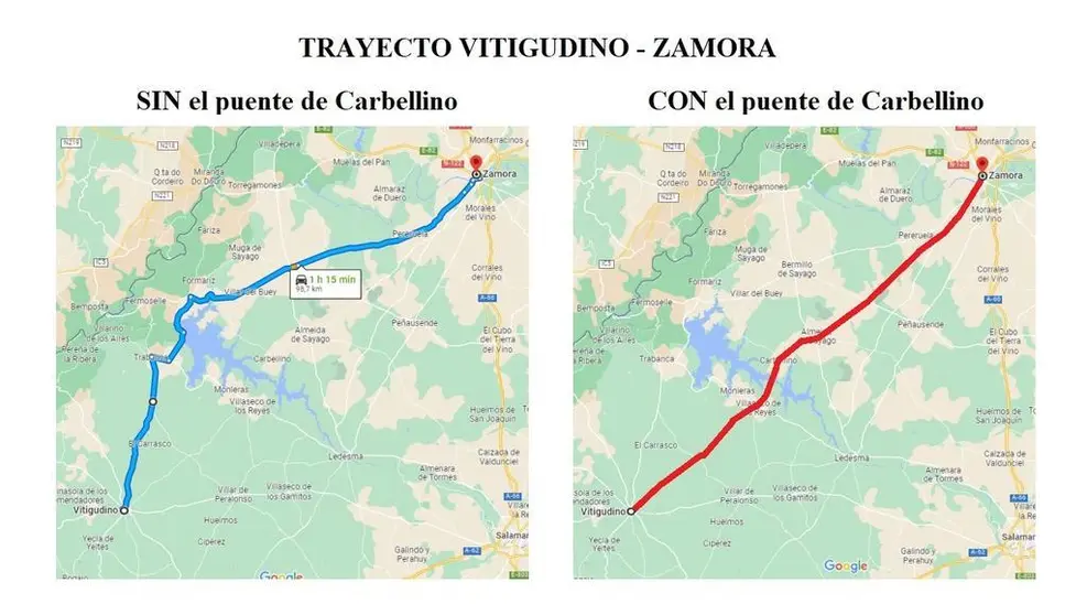 La petición de UPL de estudiar la posibilidad de erigir un puente entre Carbellino y Monleras o Villaseco de los Reyes