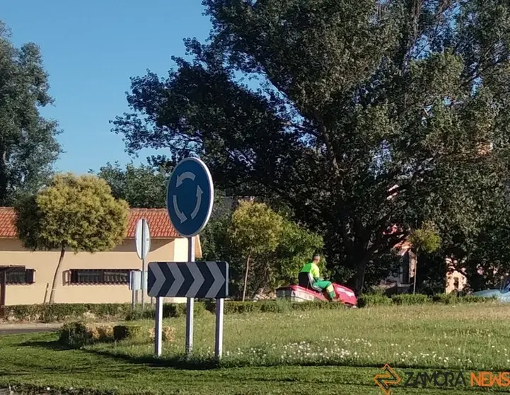 Un operario de Parques y Jardines en el entorno de los Pelambres