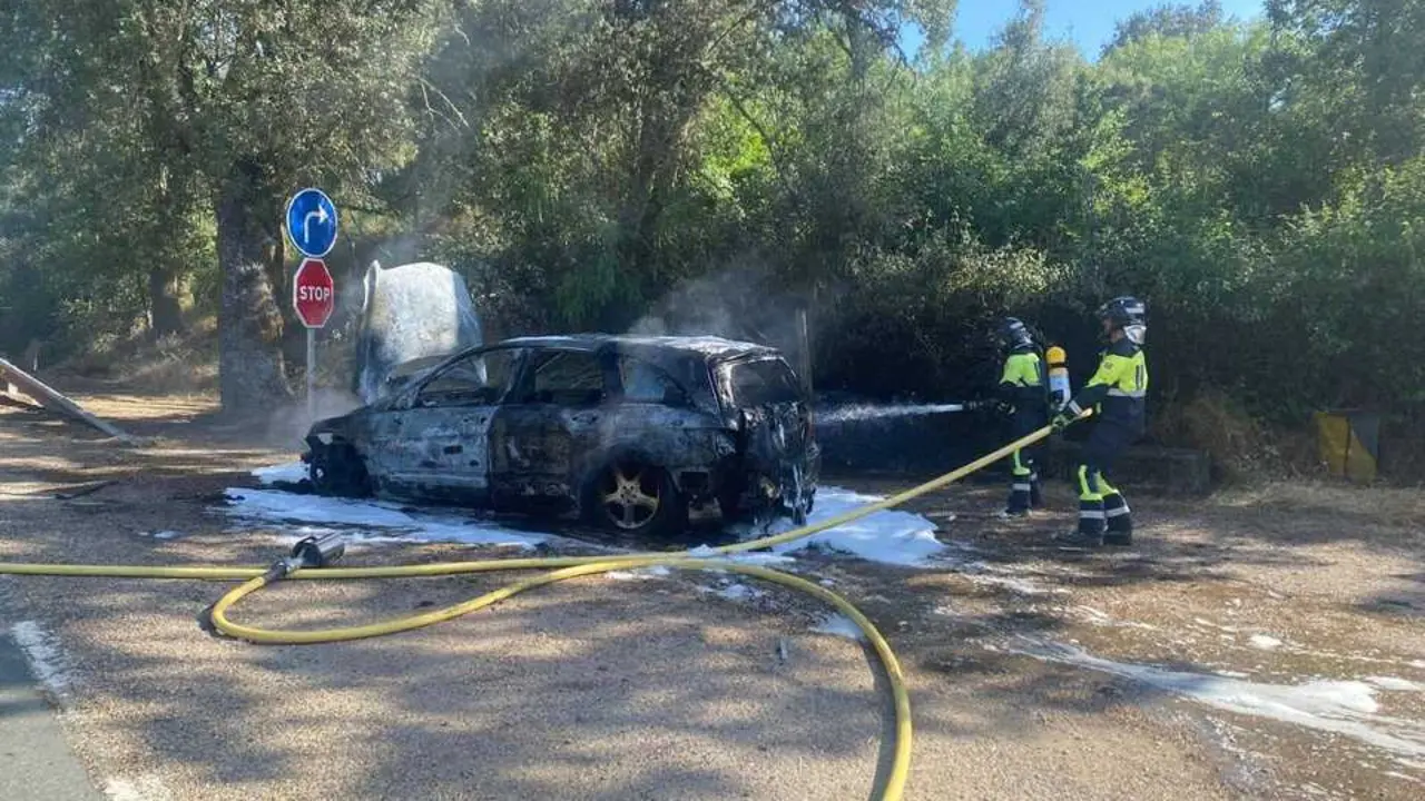 un coche arde en Peleas de Arriba (2)
