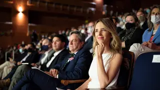 Cayetana Álvarez de Toledo en un acto en Santiago, Chile