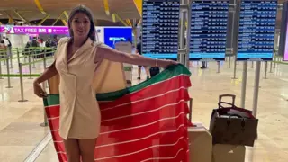 Rocío Huerga en el aeropuerto de Adolfo Suárez Madrid Barajas