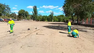 Foto de archivo de las obras en el aparcamiento Rio manzanas