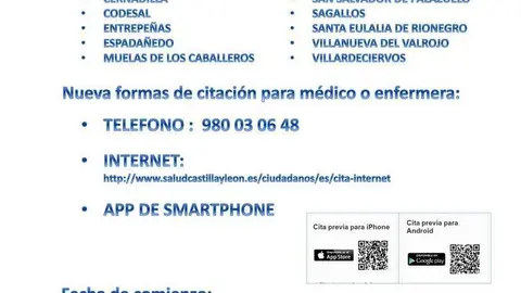 Cartel nuevo sistema de cita previa