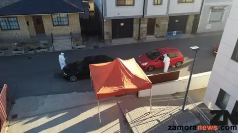 Carpa para test instalada en Puebla de Sanabria