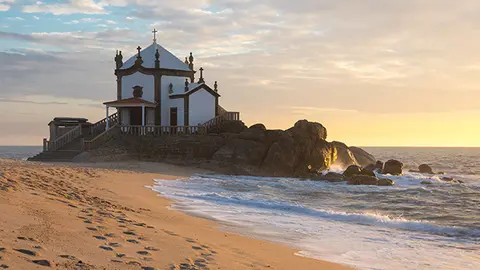Capela do Senhor da Pedra on sunset, Porto, Portugal